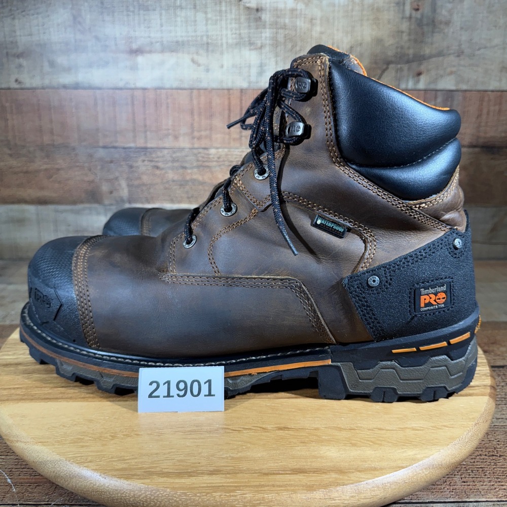 Timberland PRO Work Boots Mens 13W Wide Brown Boondock Composite Toe Waterproof
